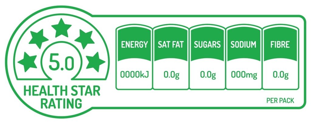 Nutrition facts labels with health star rating