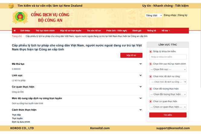 Cách làm lý lịch tư pháp online