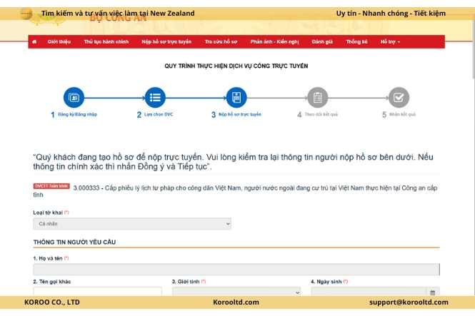 Cách làm lý lịch tư pháp online